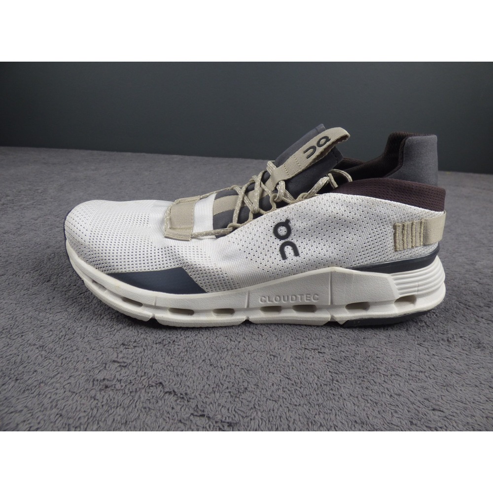 On Running Cloudnova White Grey Womens Sneakers US 10.5 Low Top Running Shoes
